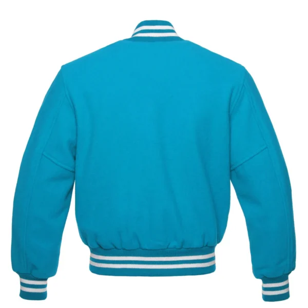 Columbia blue wool letterman varsity jacket white rib back