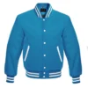 Columbia blue wool letterman varsity jacket white rib