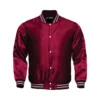 maroon satin bomber varsity jacket