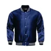 Navy blue satin bomber varsity jacket