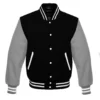 black and gray letterman varsity jacket