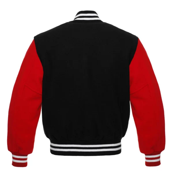 black and red letterman varsity jacket back