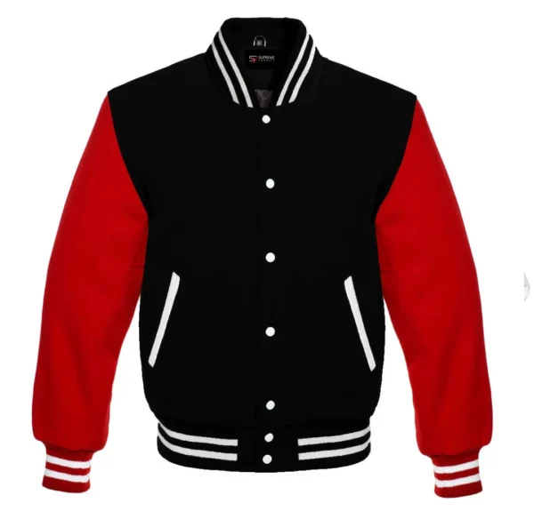 black and red letterman varsity jacket