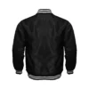 black satin white rib Bomber varsity jacket back