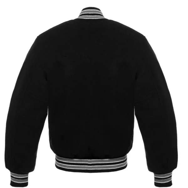 black wool letterman varsity jacket gray white rib back