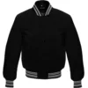 black wool letterman varsity jacket gray white rib