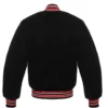 black wool letterman varsity jacket red white rib back