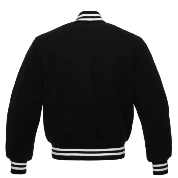 black wool letterman varsity jacket white rib back