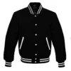 black wool letterman varsity jacket white rib