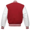 cardinal and white leather sleeve letterman varsity jacket back