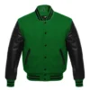 forest green and black leather sleeve letterman varsity jacket