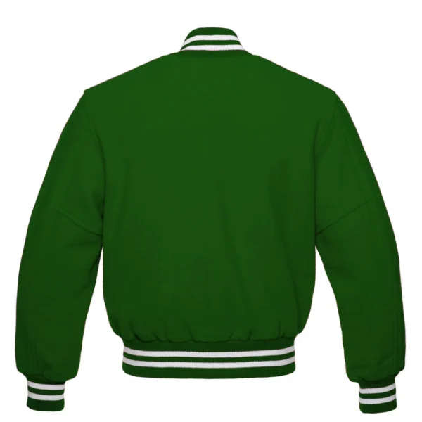 forest green wool letterman varsity jacket white rib back