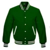 forest green wool letterman varsity jacket white rib