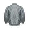 gray satin white rib Bomber varsity jacket Back