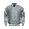 gray satin white rib Bomber varsity jacket