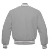 grey wool letterman varsity jacket white rib back