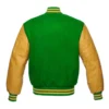 kelly green and gold leather sleeve letterman varsity jacket back