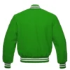 kelly green wool letterman varsity jacket white rib back