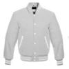 light grey wool letterman varsity jacket white rib