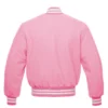 light pink rib letterman varsity jacket wool white back