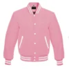 light pink rib letterman varsity jacket wool white