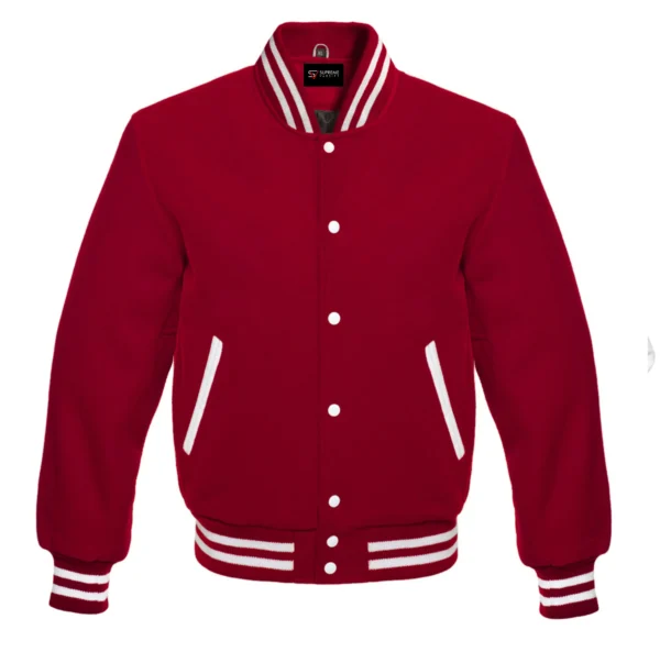 maroon wool letterman varsity jacket white rib