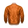 Orange satin bomber varsity jacket back