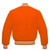 orange wool letterman varsity jacket white rib back