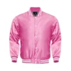 Pink satin bomber varsity jacket