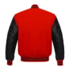 red and black leather sleeve letterman varsity jacket back