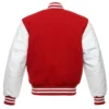 red and white leather sleeve letterman varsity jacket back