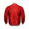 red satin bomber varsity jacket white rib back