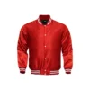 red satin bomber varsity jacket white rib