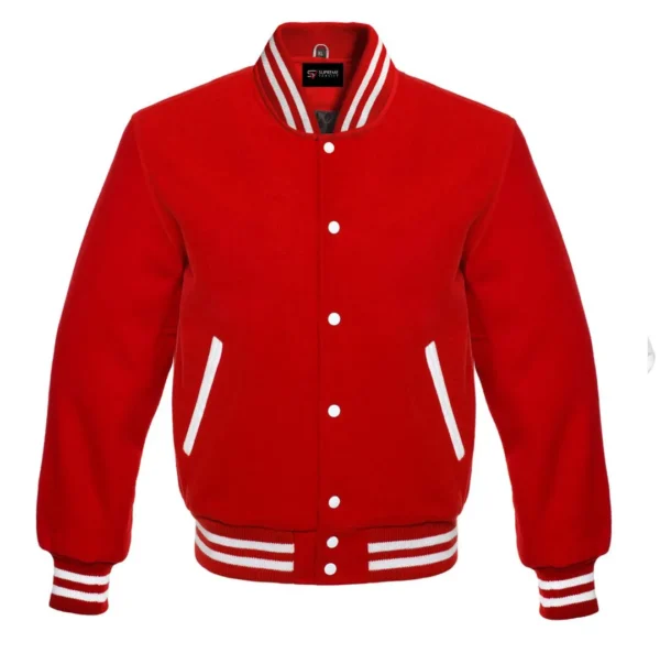 red wool letterman varsity jacket white rib