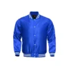 royal blue satin bomber varsity jacket white rib