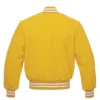 yellow wool letterman varsity jacket white rib back