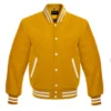 yellow wool letterman varsity jacket white rib