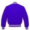 royal blue wool letterman varsity jacket white rib back